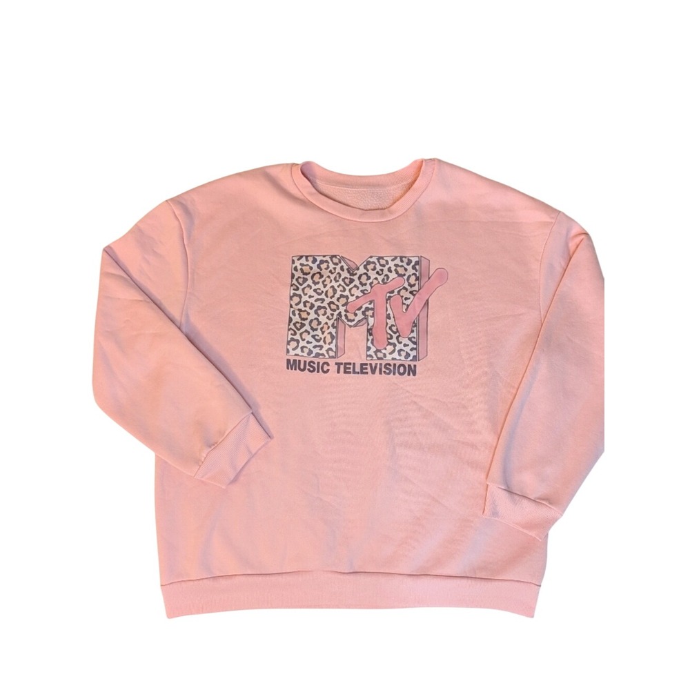MTV Pink Crewneck with Leopard Logo XXL